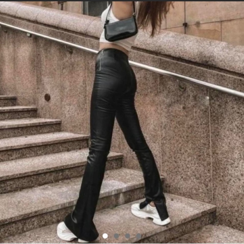 Zara leather pants with slit at bottom